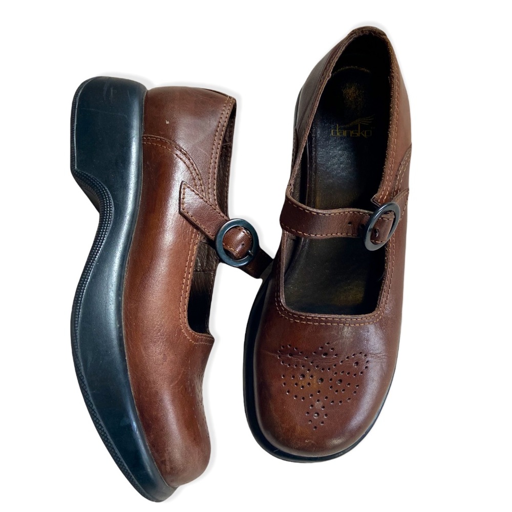 Dansko Mary Janes Brown Leather Size 38